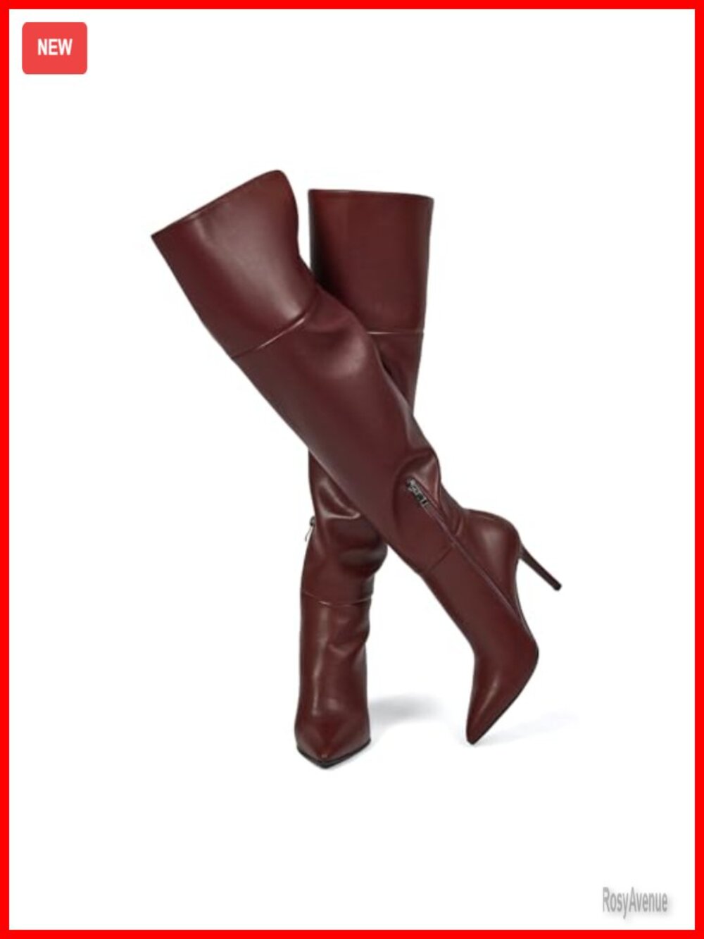 Faux Leather Over the Knee Stiletto Heel Boots Pointed Toe Tall Women's